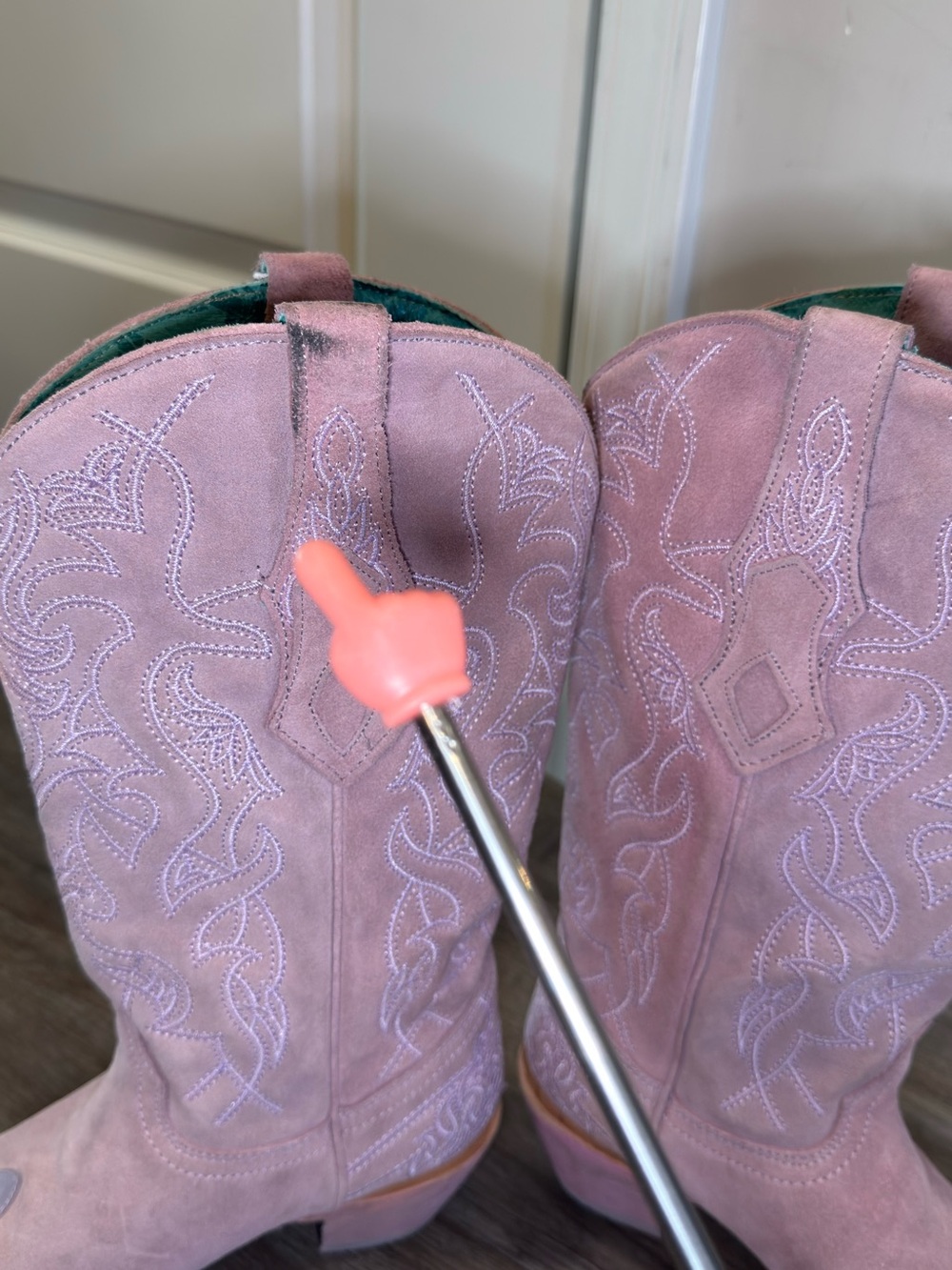 Corral Boots Embroidered Western Snip Toe Pink Purple Suede Cowboy Boots C4126 - Picture 3 of 11
